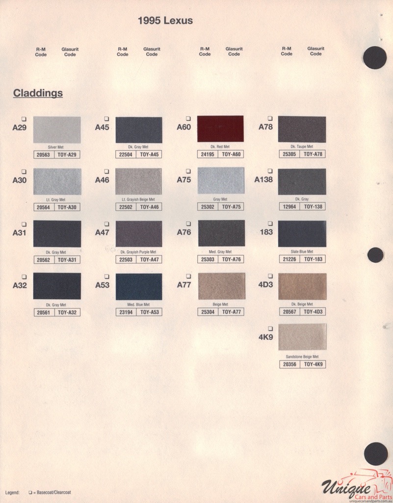 1995 Lexus Paint Charts RM 2